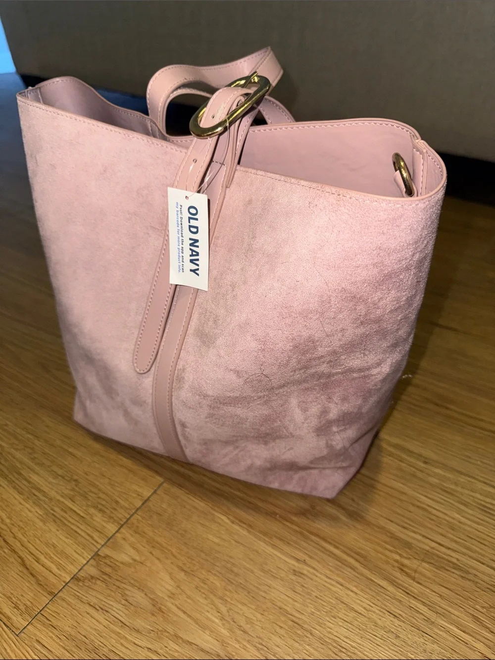 Old Navy Blush Pink Suede-Look Tote with Buckle Strap